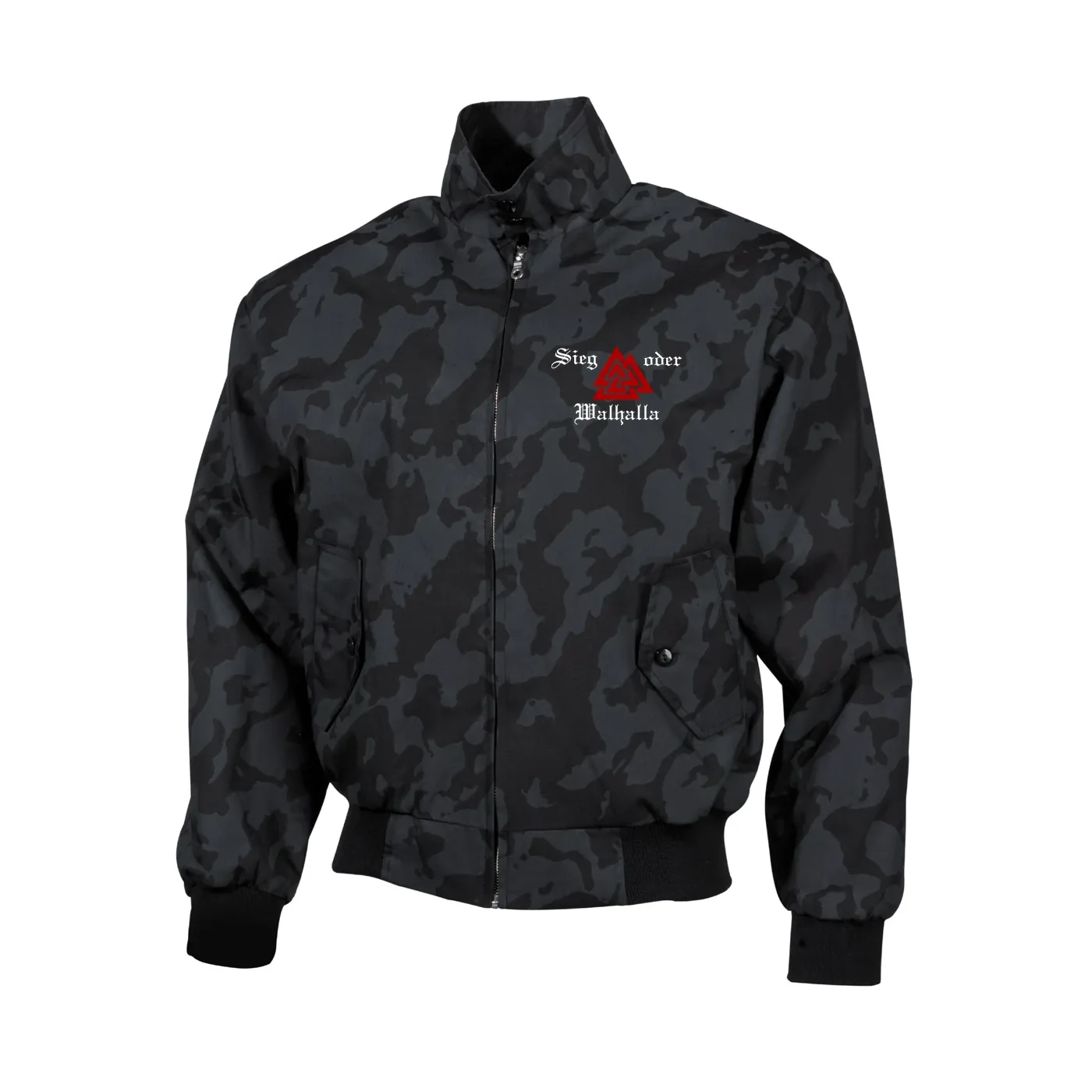 Bestickte Harrington Jacke, Camo - Sieg oder Walhalla
