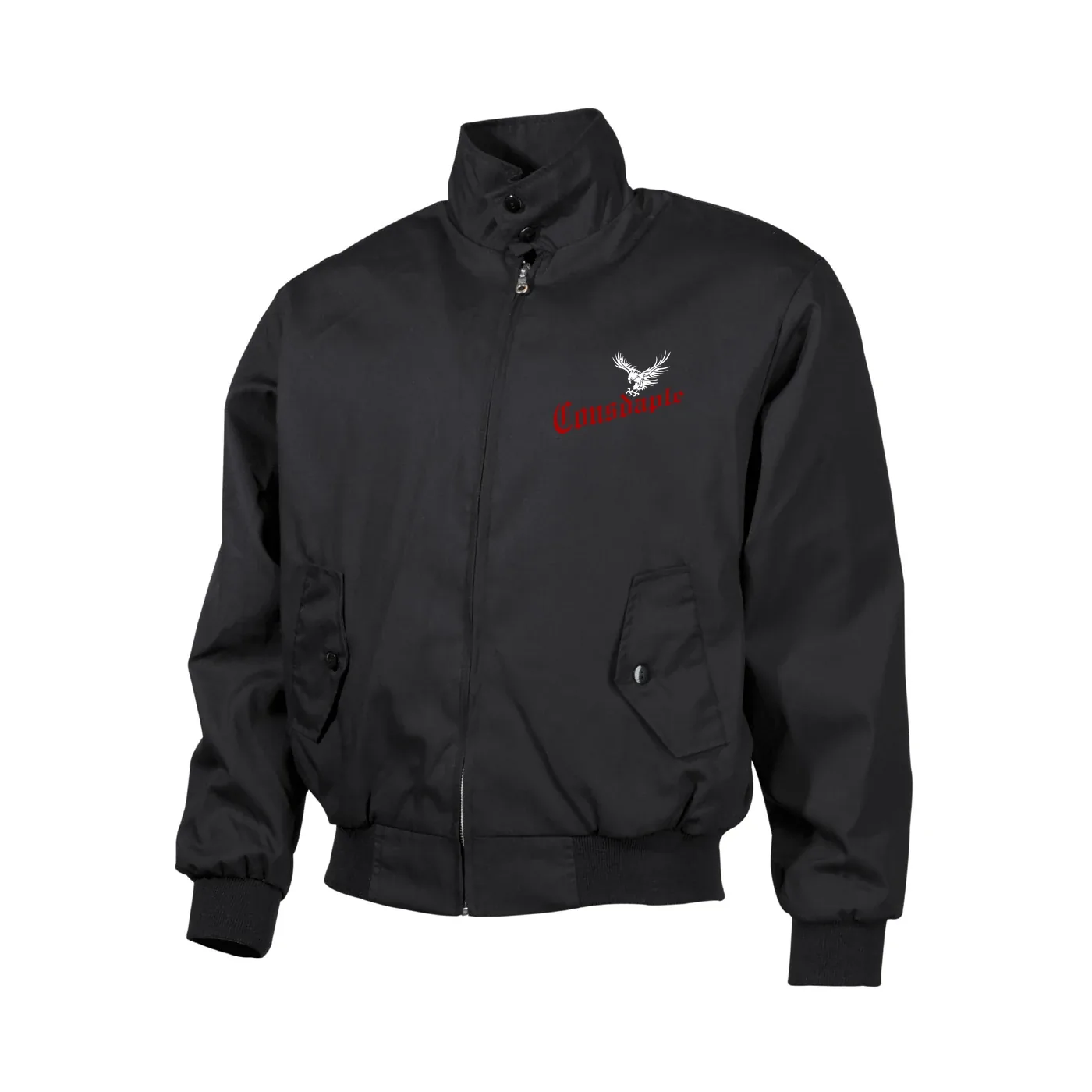 Bestickte Harrington Jacke, Schwarz - Consdaple, Adler im Flug