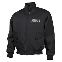 Bestickte Harrington Jacke, Schwarz - Landser, weiß Vorderseite