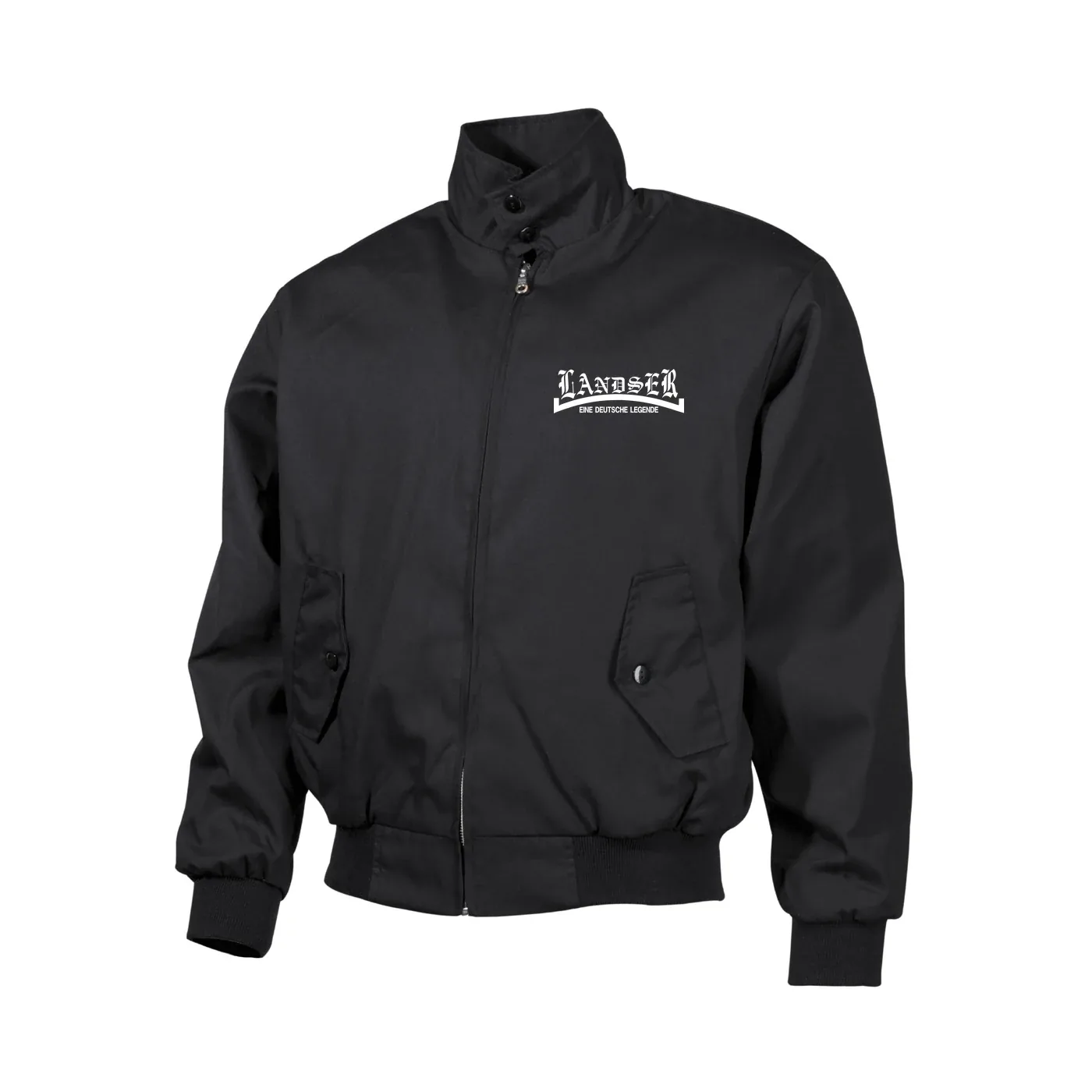 Bestickte Harrington Jacke, Schwarz - Landser, weiß