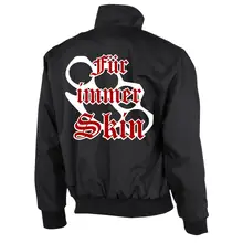 Bestickte Harrington Jacke, Schwarz - Für immer Skin Rückseite