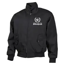 Bestickte Harrington Jacke, Schwarz - Für immer Skin Vorderseite