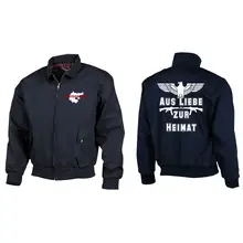 Bestickte Harrington Jacke, Blau - Aus liebe zur Heimat Vorder- und Rückseite