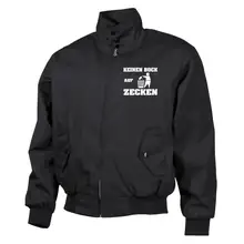 Bestickte Harrington Jacke, Schwarz - Keinen Bock auf Zecken - gewählte Variante