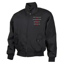 Bestickte Harrington Jacke, Schwarz - Mein Schwert für Tyr - gewählte Variante