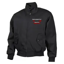 Bestickte Harrington Jacke, Schwarz - Überwachungsstaat abschaffen - gewählte Variante