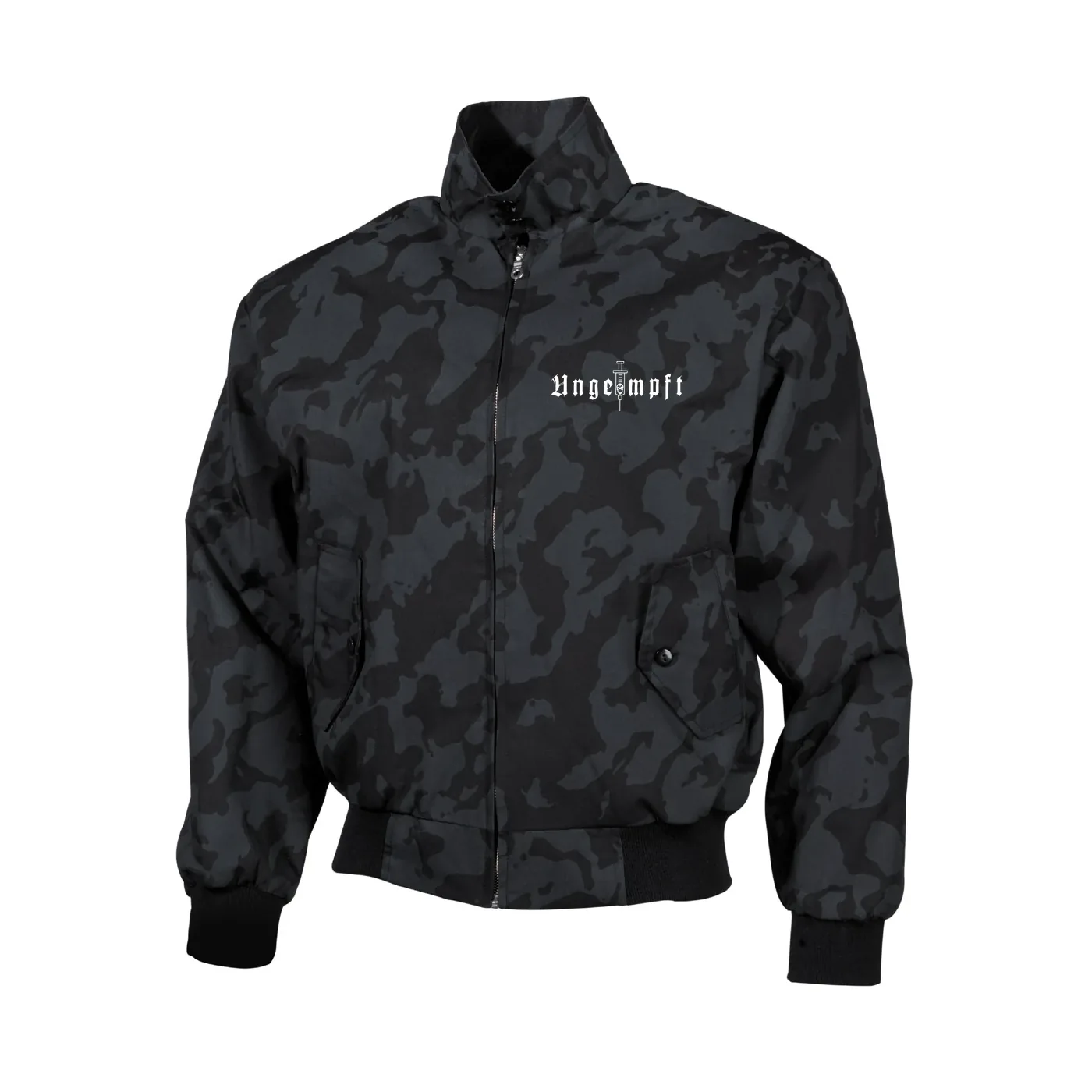 Bestickte Harrington Jacke, Camo - Ungeimpft, Einfarbig