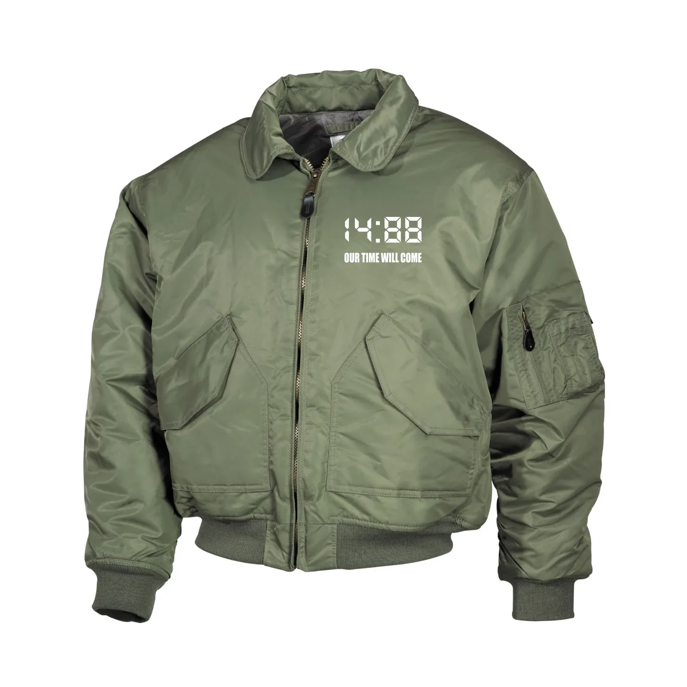 Bestickte Herren CWU Jacke, Oliv - 1488 Our time will come