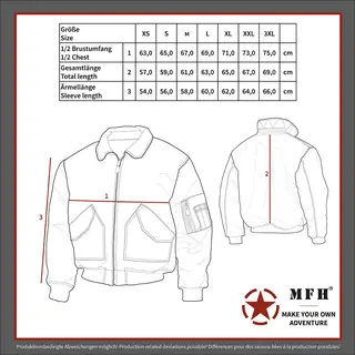 Bestickte Herren CWU Jacke, Schwarz - 1488 Our time will come Größentabelle