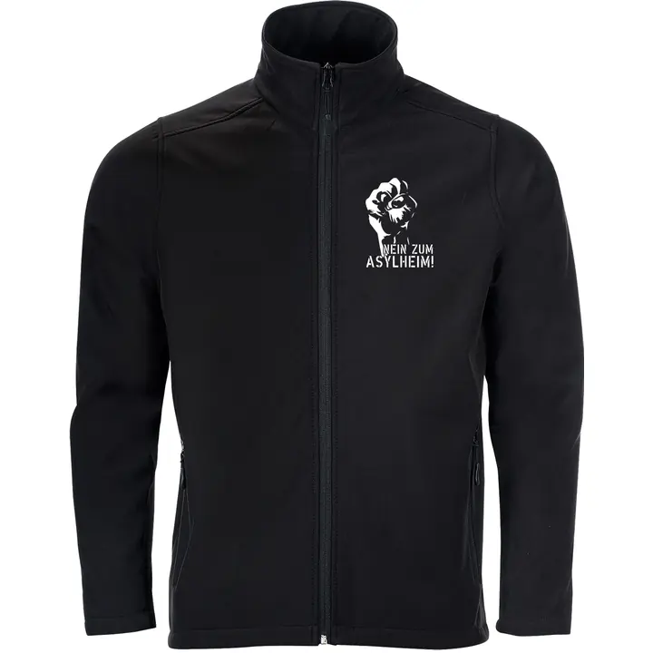 Bestickte Herren Softshelljacke "2-lagig" - Nein zum Asylheim