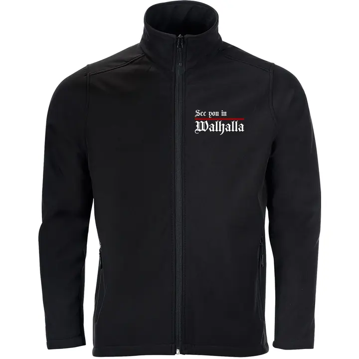 Bestickte Herren Softshelljacke "2-lagig" - See you in Walhalla, Strich