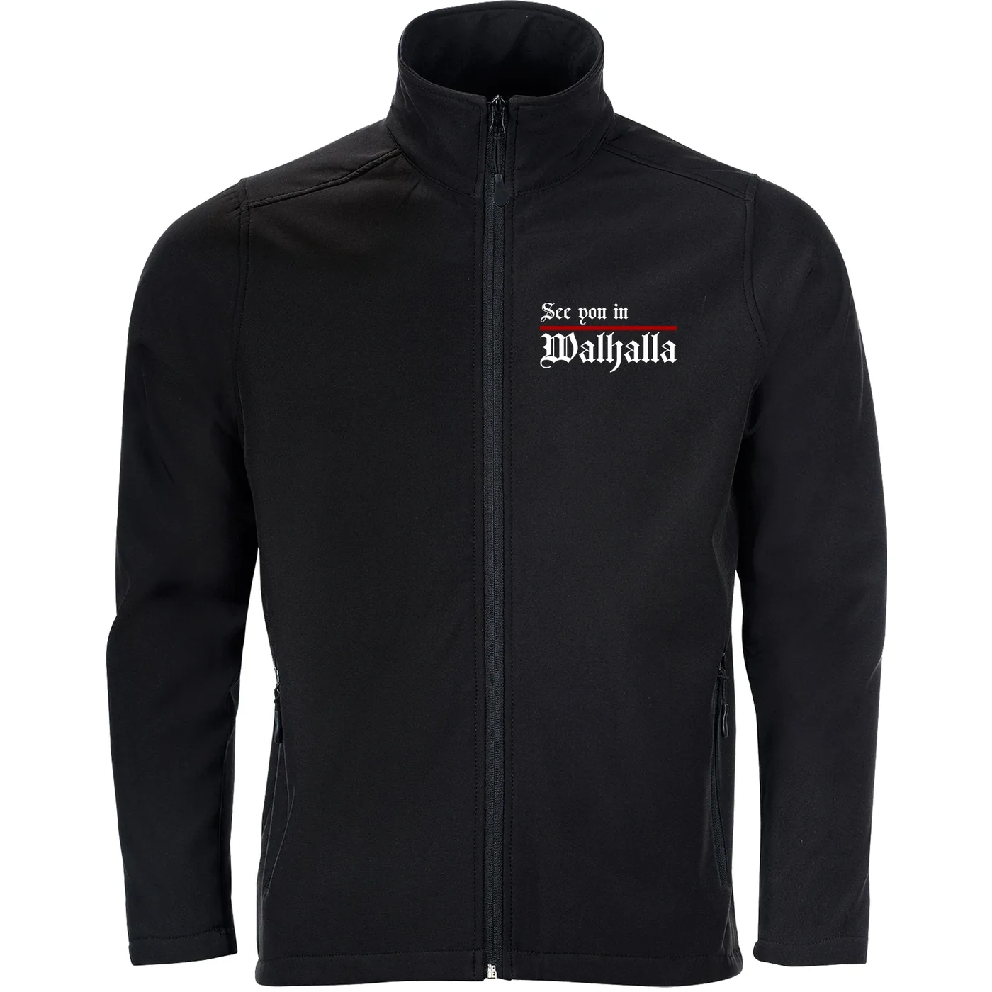 Bestickte Herren Softshelljacke "2-lagig" - See you in Walhalla, Strich