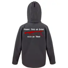 Bestickte Herren Softshell Kapuzenjacke - Mg42 Einigkeit, Recht und Freiheit Rückseite