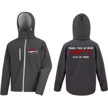 Bestickte Herren Softshell Kapuzenjacke - Mg42 Einigkeit, Recht und Freiheit Vorder- und Rückseite