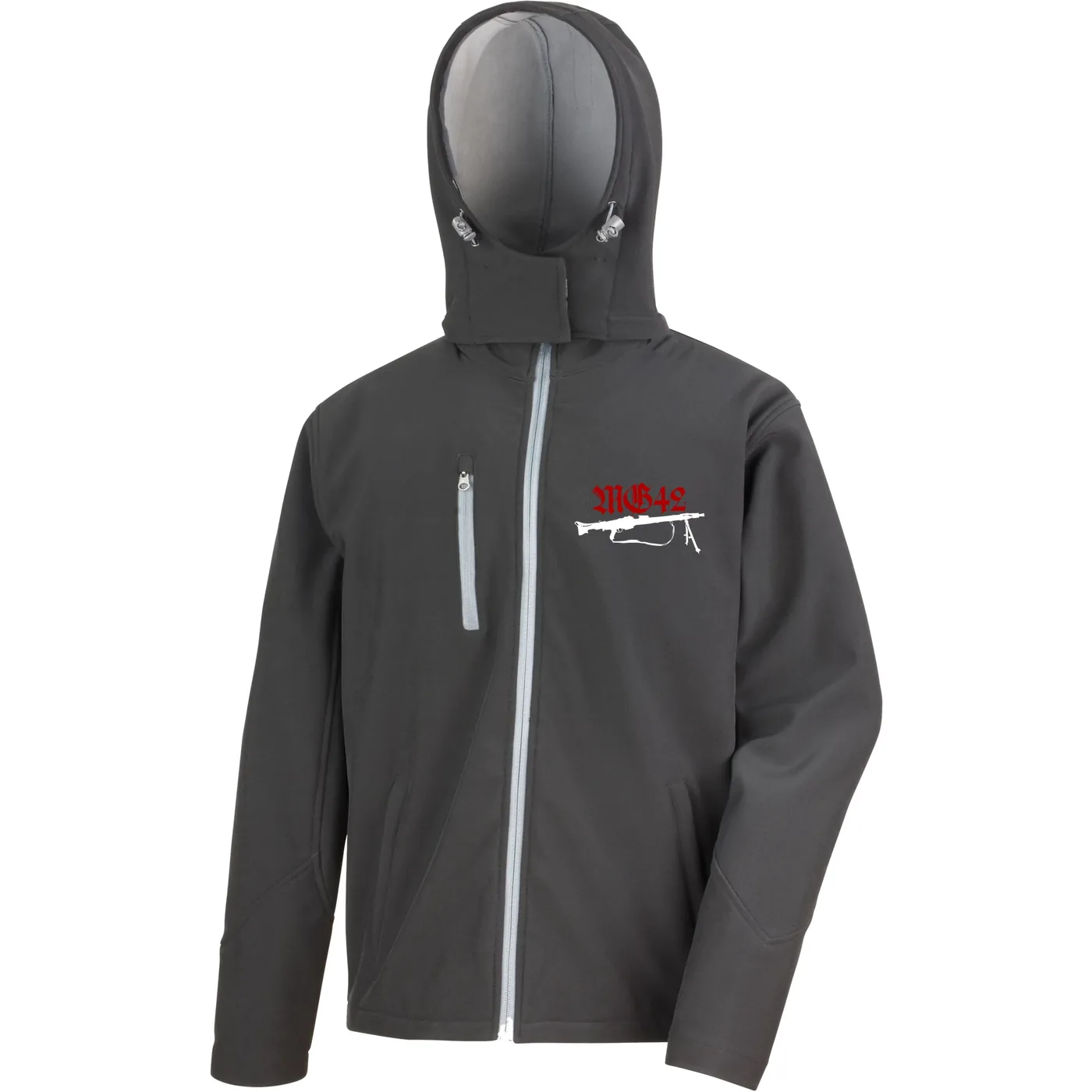 Bestickte Herren Softshell Kapuzenjacke - Mg42 Einigkeit, Recht und Freiheit