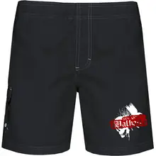 Bestickte Herren Badehose - See you in Walhalla, Totenkopf Vorderseite
