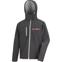 Bestickte Herren Softshell Kapuzenjacke - 100% White Vorderseite