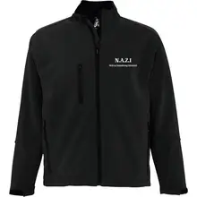 Bestickte Damen Softshelljacke "3-lagig" - Nazi nicht an Zuwanderung interessiert Vorderseite