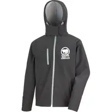 Bestickte Herren Softshell Kapuzenjacke - Komm zur Revolution Vorderseite