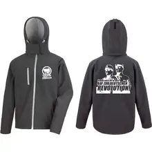 Bestickte Herren Softshell Kapuzenjacke - Komm zur Revolution - gewählte Variante