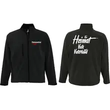 Bestickte Herren Softshelljacke "3-lagig" - Nationalist für Heimat, Volk und Vaterland Vorder- und Rückseite