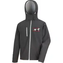 Bestickte Herren Softshell Kapuzenjacke - Antifa heißt Opfer bringen Vorderseite