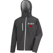 Bestickte Herren Softshell Kapuzenjacke - Heute tolerant morgen fremd im eigenen Land Vorderseite