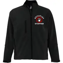 Bestickte Herren Softshelljacke "3-lagig" - Asylflut stoppen Vorderseite