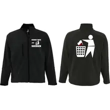 Bestickte Herren Softshelljacke "3-lagig" - Keinen Bock auf Zecken Vorder- und Rückseite