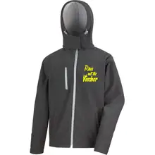 Bestickte Herren Softshell Kapuzenjacke - Raus mit die Viecher - gewählte Variante
