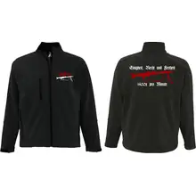 Bestickte Herren Softshelljacke "3-lagig" - Mg42 Einigkeit, Recht und Freiheit Vorder- und Rückseite