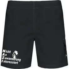 Bestickte Herren Badehose - Nicht an Zuwanderung interessiert, Fahne Rückseite