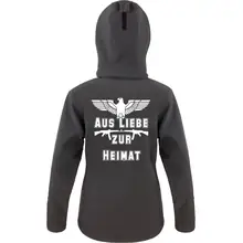 Bestickte Damen Softshell Kapuzenjacke - Aus liebe zur Heimat Rückseite
