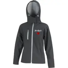 Bestickte Damen Softshell Kapuzenjacke - Heute tolerant morgen fremd im eigenen Land Vorderseite