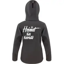 Bestickte Damen Softshell Kapuzenjacke - Nationalist für Heimat, Volk und Vaterland Rückseite