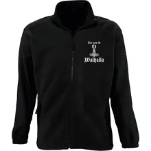 Bestickte Herren Standard Fleecejacke - See you in Walhalla Thorhammer Vorderseite