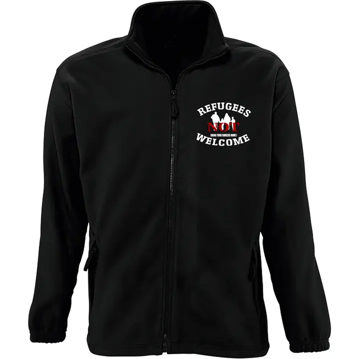 Bestickte Herren Standard Fleecejacke - Refugees not welcome