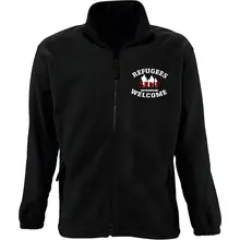 Bestickte Herren Standard Fleecejacke - Refugees not welcome Vorderseite