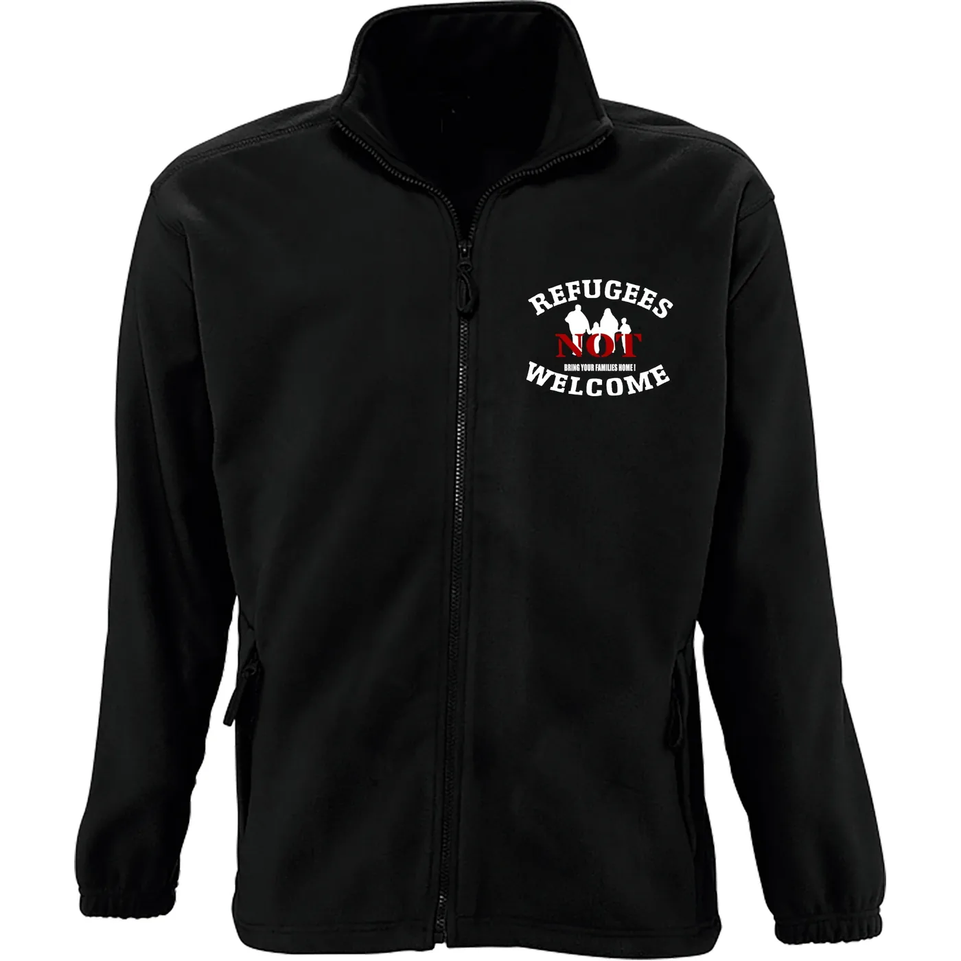 Bestickte Herren Standard Fleecejacke - Refugees not welcome