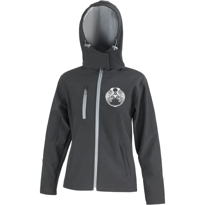 Bestickte Damen Softshell Kapuzenjacke - Raben