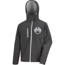 Bestickte Herren Softshell Kapuzenjacke - Raben Vorderseite