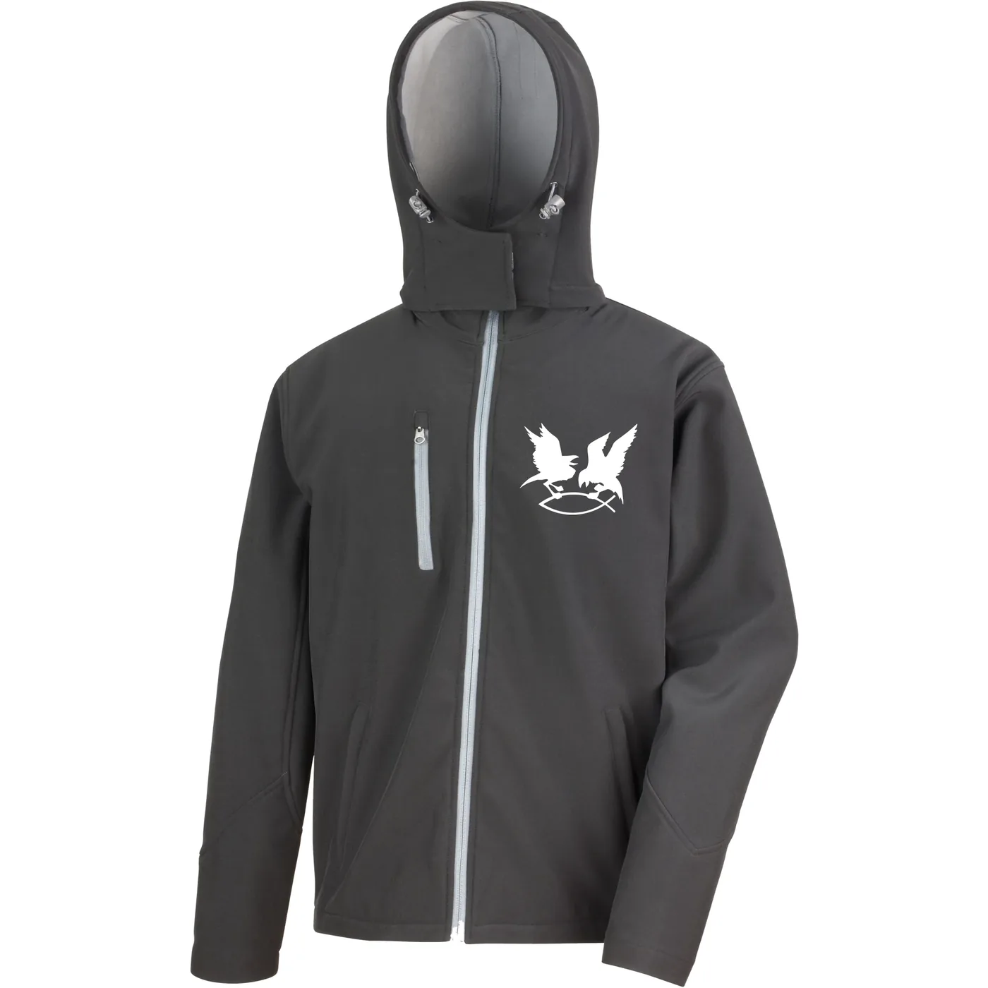 Bestickte Herren Softshell Kapuzenjacke - Hugin Munin