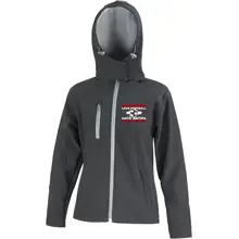 Bestickte Damen Softshell Kapuzenjacke - Love Football hate Antifa - gewählte Variante