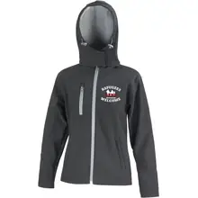 Bestickte Damen Softshell Kapuzenjacke - Refugees not welcome - gewählte Variante