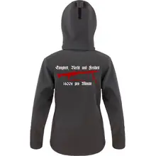 Bestickte Damen Softshell Kapuzenjacke - Mg42 Einigkeit, Recht und Freiheit Rückseite