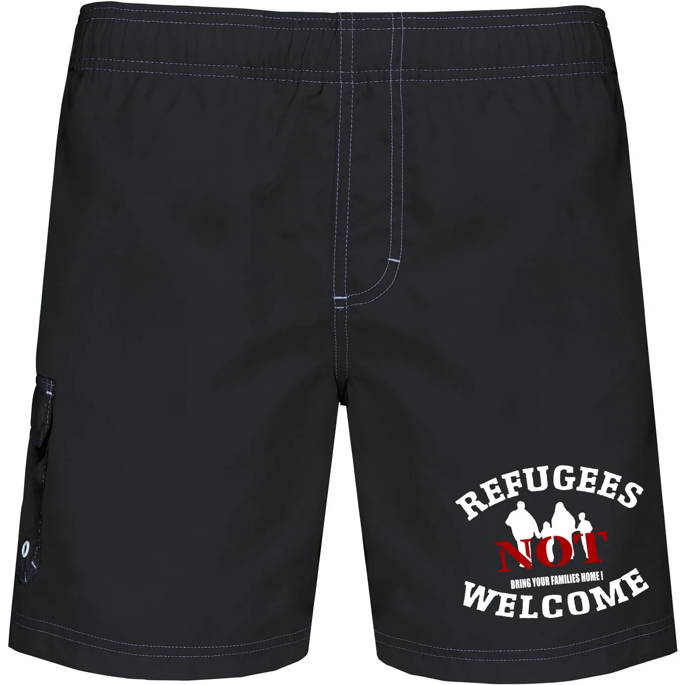 Bestickte Herren Badehose - Refugees not welcome