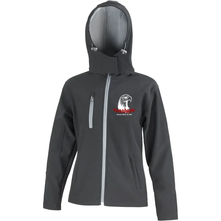 Bestickte Damen Softshell Kapuzenjacke - Consdaple, Adlerkopf 1990