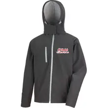 Bestickte Herren Softshell Kapuzenjacke - Heimat ist nicht nur ein Wort Vorderseite