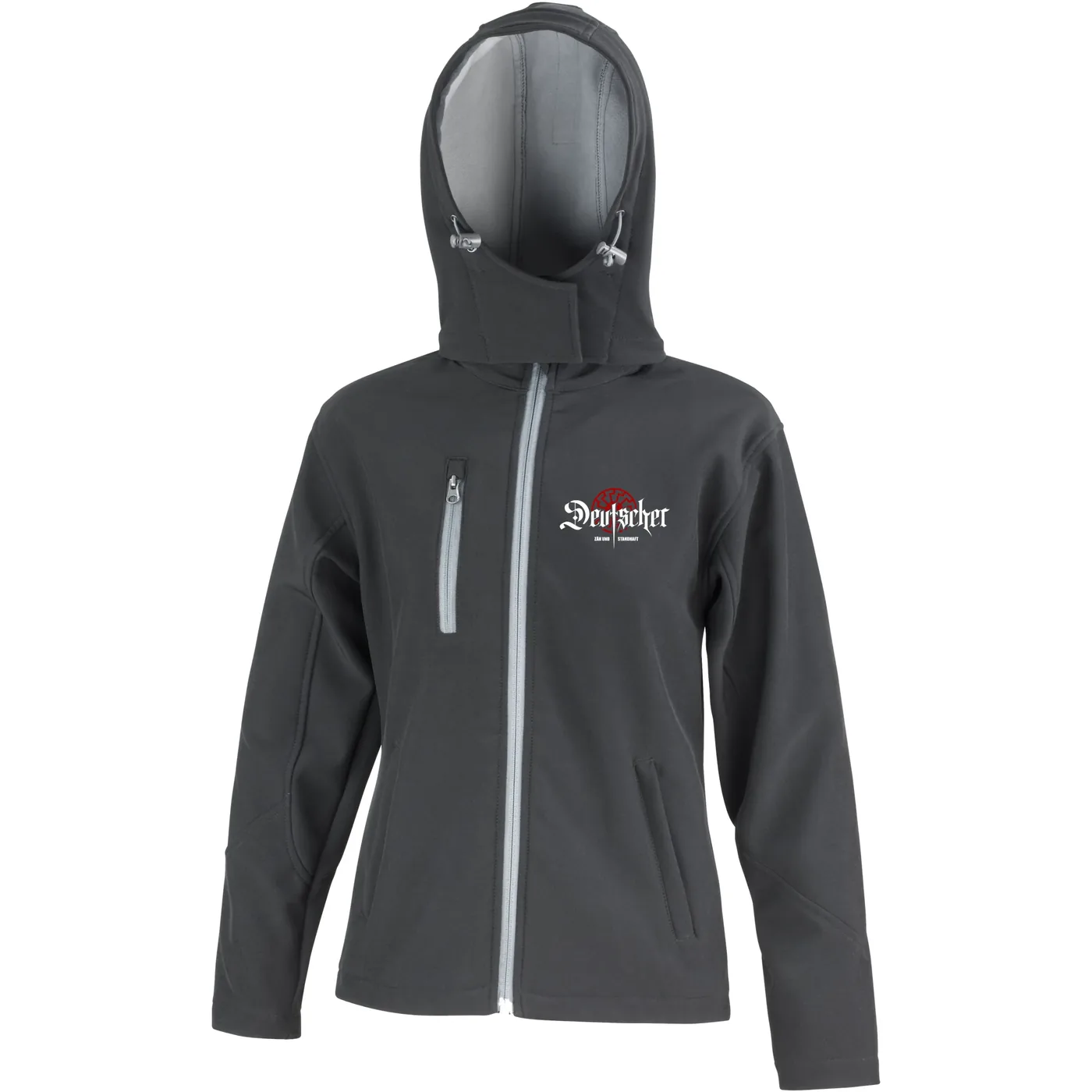 Bestickte Damen Softshell Kapuzenjacke - Deutscher, zäh und standhaft