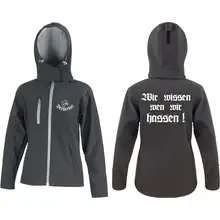 Bestickte Damen Softshell Kapuzenjacke - Berserker Vorder- und Rückseite